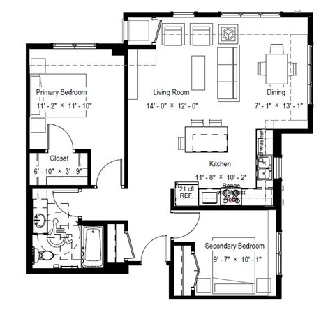 A black and white floor plan of a house with labeled rooms.