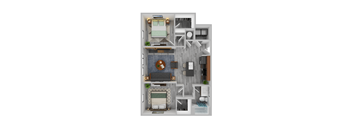 a 1 bedroom floor plan with a bathroom and a living room