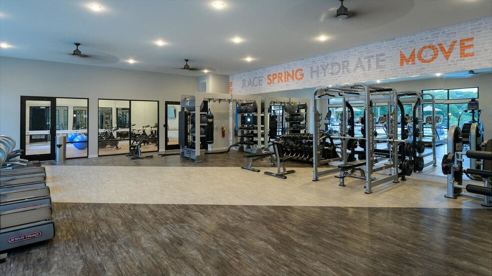 the gym with treadmills and other exercise equipment at The Eddy at Riverview, Smyrna, GA, 30126