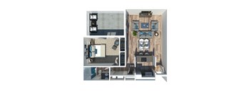 A1 One Bedroom Floorplan at Kinley Lofts, Knoxville, TN