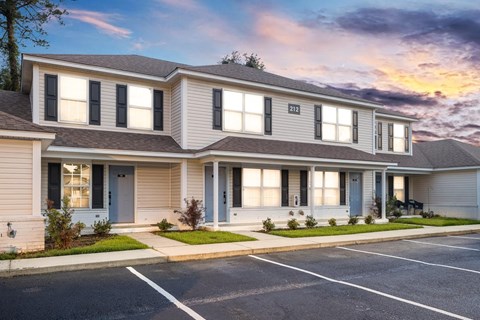 A row of houses with the number 2122 on the front.