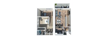 A2 One Bedroom with Loft Floorplan at Kinley Lofts, Knoxville, TN, 37912