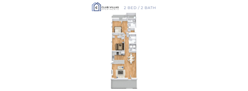 2 bed 2 bath Floorplan at Club Villas Apartments, Kathleen, GA, 31047
