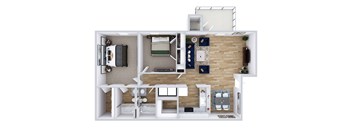 Two Bedroom Floor Plan with 1,077 Sq. Ft. at The Parker North Augusta, North Augusta, South Carolina, 29841