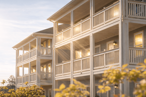 Building with balconies at Club Villas Apartments, Kathleen, 31047