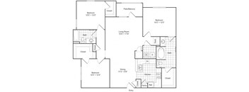 A floor plan of a house with three bedrooms, a living room, a dining room, a kitchen, a bathroom, a pantry, a reference room, and an entry.