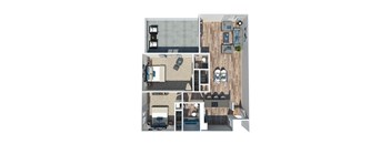 B2 Two Bedroom One and a Half Bath Floorplan at Kinley Lofts, Knoxville, TN, Tennessee