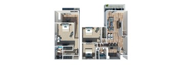 C1 Three Bedroom Two Bath Floorplan at Kinley Lofts, Knoxville, Tennessee