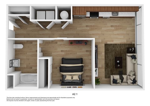 A2G Floor Plan at The 600, Birmingham, AL 35203