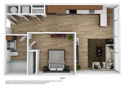 A2H Floor Plan at The 600, Birmingham, AL