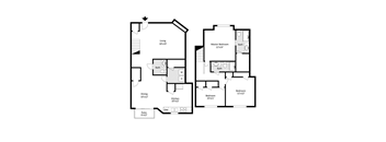 A black and white image of a floor plan for a house.