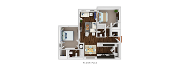 A floor plan of a house with a living room, kitchen, dining room, and bedrooms.