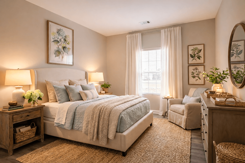 Bedroom with Natural Light at Club Villas Apartments, Kathleen, Georgia