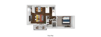 1Bed 1Bath Floor Plan at Casa de Luna Apartments, Raleigh