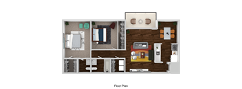 2Bed 1.5Bath Floor Plan at Casa de Luna Apartments, North Carolina