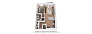 1 Bed 1 Bath Floor Plan at Emery Village, Concord, NC 28027