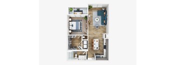 1Bedroom 1Bath Floor Plan at The Parker Aiken Apartments, Aiken
