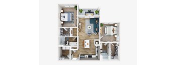 2B 2B Floor Plan at The Parker Aiken Apartments, Aiken, SC, 29801