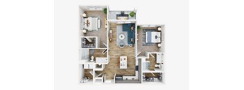 2Bed 2Bath Floor Plan at The Parker Aiken Apartments, Aiken, 29801