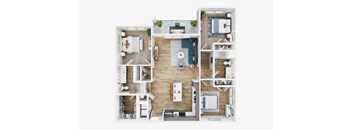 3Bd 2Bth Floor Plan at The Parker Aiken Apartments, South Carolina