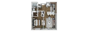 The Hearth 1 Bedroom 1 Bathroom Floorplan at Union Eleven Apartments, Atlanta, GA 30324