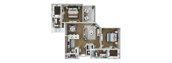 The Ascend 2 Bedroom 2 Bathroom Floorplan at Union Eleven Apartments, Atlanta