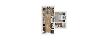 1Bedroom 1Bath Floor Plan at The SoHo Luxury Apartments, Raleigh, North Carolina