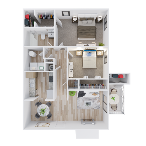 2 Bed 1 Bath Floor Plan at Governors House, Huntsville