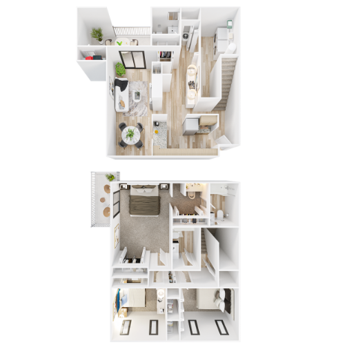 3 Bedroom 2 Bath Floor Plan at Governors House, Huntsville, AL, 35805