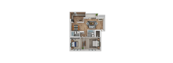 2 Bedroom Floorplan at Lexington on the Green, North Carolina, 27604