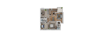 2 Bed 2 Bath Floorplan at Lexington on the Green, North Carolina