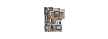 2 Bed Floorplan at Lexington on the Green, Raleigh, North Carolina
