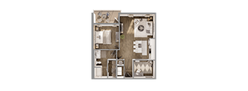 Evergreen floorplan at The Leo Myrtle Beach, Myrtle Beach, SC.