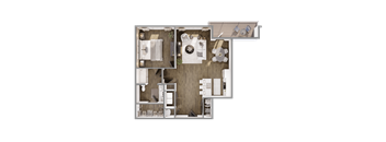 Moss floorplan at The Leo Myrtle Beach, Myrtle Beach, SC, 29579.