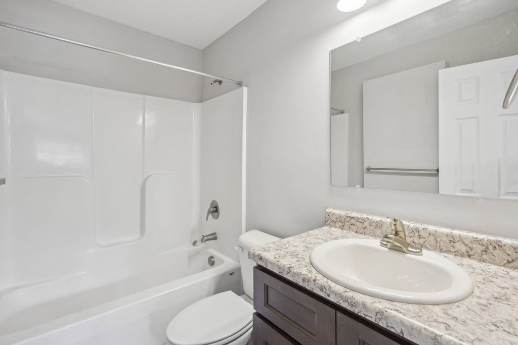 A white bathroom at Lexington on the Green, North Carolina