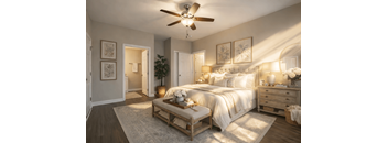 Cozy Bedroom with nightstand at Club Villas Apartments, Kathleen, Georgia