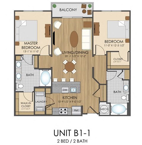 B1 Floor Plan at Hidden Creek, Gaithersburg, 20877