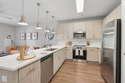 Modern kitchen at The SoHo Luxury Apartments, North Carolina