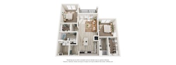 Two Bedroom Floor Plan at The Parker Leland, Leland, NC