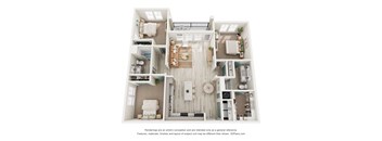 Three Bedroom Floor Plan at The Parker Leland, Leland, 28451