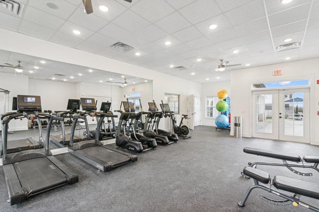 Fitness Center A gym with treadmills and exercise equipment at The Parker North Augusta, North Augusta, South Carolina, 29841