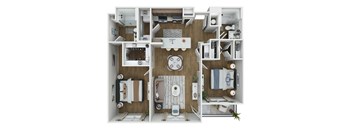The Fusion 2 Bedroom 2 Bathroom Floorplan at Union Eleven Apartments, Atlanta, Georgia