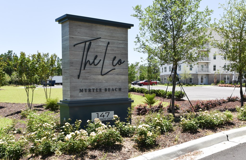 Property sign at The Leo Myrtle Beach, Myrtle Beach, SC.