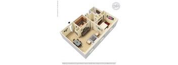 1 bed 1 bath floor plan at 500 Fifth Apartments, Tennessee, 37219