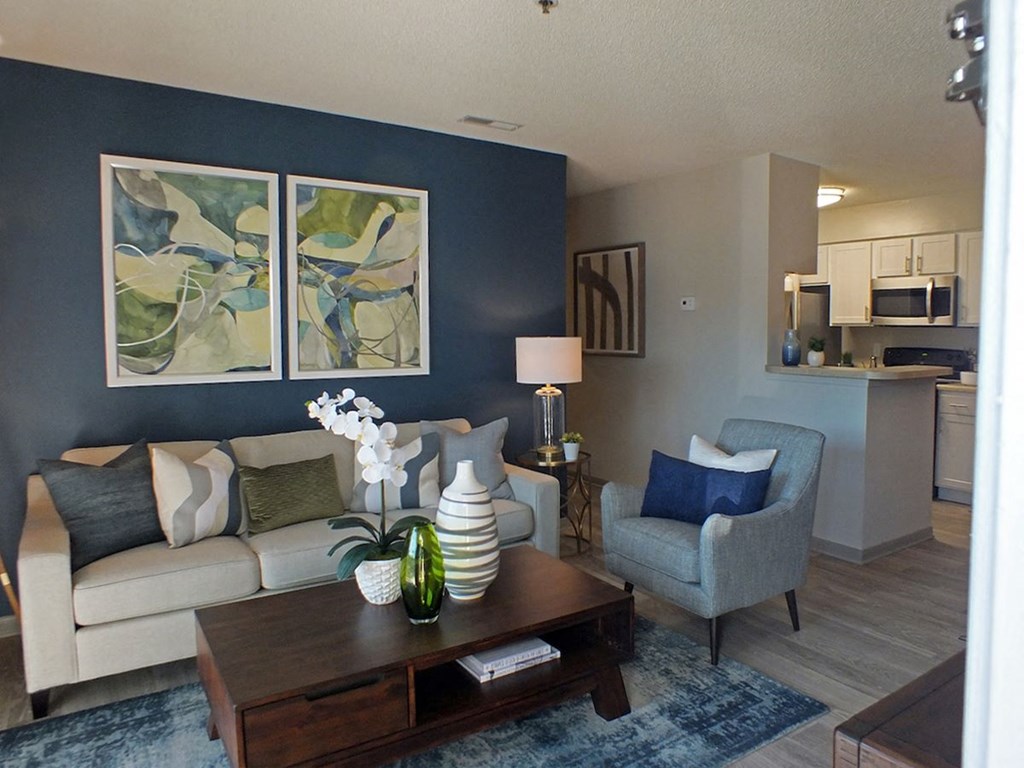 Living room at Viera Aiken Apartments in Aiken, SC, 29803.