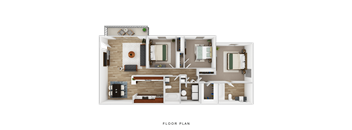 A floor plan of a house with labeled rooms.
