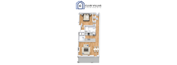 1 bed 1 bath Floorplan at Club Villas Apartments, Georgia, 31047