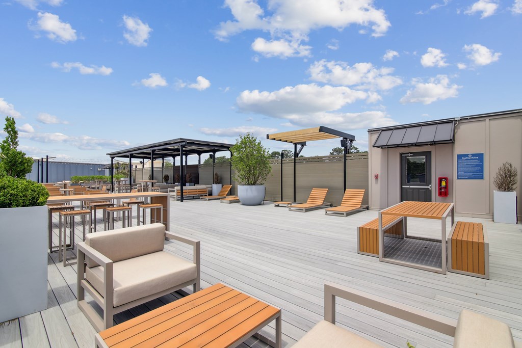 Rooftop Patio at The Delaney at East Park Apartments, Kennesaw, 30144
