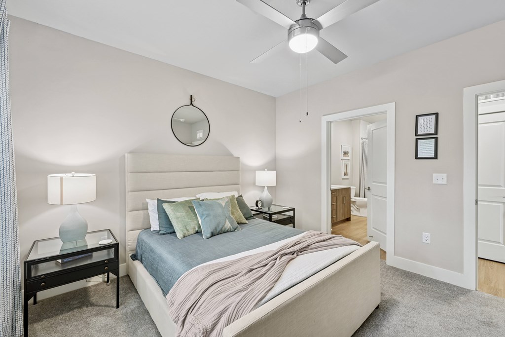Bedroom With Ceiling Fan at The Exchange at Crestview Apartments, Crestview, Florida