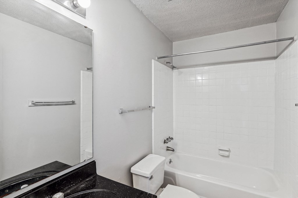 a bathroom with a tub and a sink and a toilet